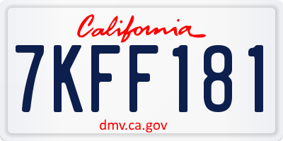 CA license plate 7KFF181