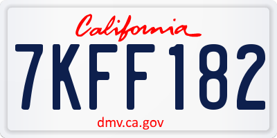 CA license plate 7KFF182