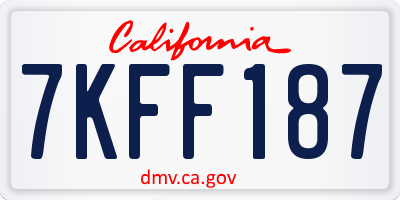 CA license plate 7KFF187