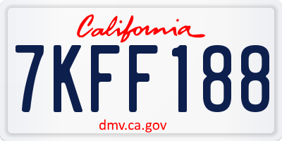CA license plate 7KFF188