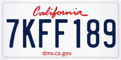 CA license plate 7KFF189