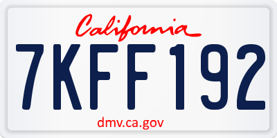 CA license plate 7KFF192