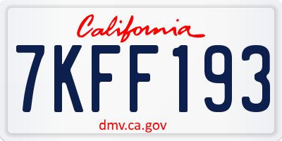CA license plate 7KFF193