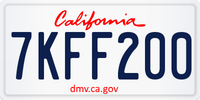 CA license plate 7KFF200