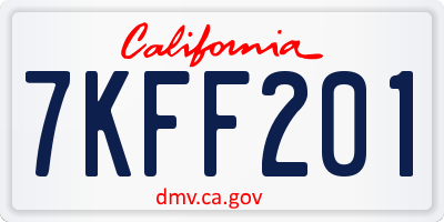 CA license plate 7KFF201