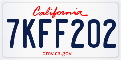 CA license plate 7KFF202