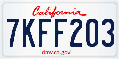 CA license plate 7KFF203