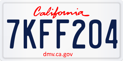 CA license plate 7KFF204