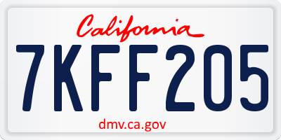 CA license plate 7KFF205