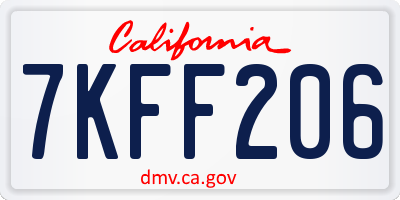 CA license plate 7KFF206