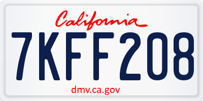 CA license plate 7KFF208