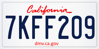 CA license plate 7KFF209