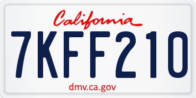 CA license plate 7KFF210