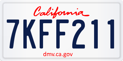 CA license plate 7KFF211