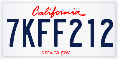 CA license plate 7KFF212