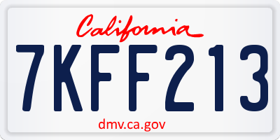 CA license plate 7KFF213