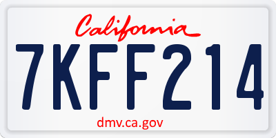 CA license plate 7KFF214