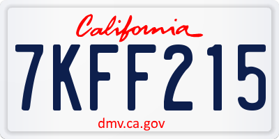 CA license plate 7KFF215