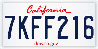 CA license plate 7KFF216