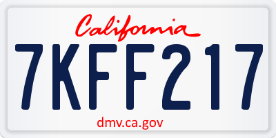 CA license plate 7KFF217