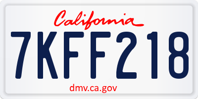 CA license plate 7KFF218