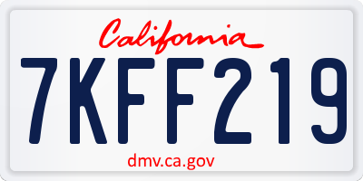CA license plate 7KFF219