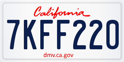 CA license plate 7KFF220