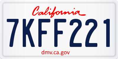 CA license plate 7KFF221