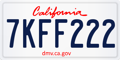 CA license plate 7KFF222