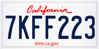 CA license plate 7KFF223