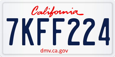 CA license plate 7KFF224