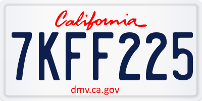 CA license plate 7KFF225