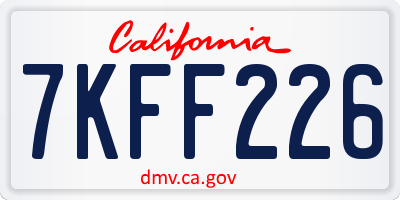 CA license plate 7KFF226