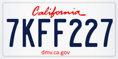 CA license plate 7KFF227