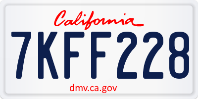 CA license plate 7KFF228