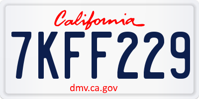 CA license plate 7KFF229