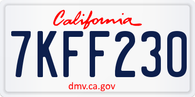 CA license plate 7KFF230
