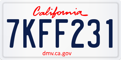 CA license plate 7KFF231