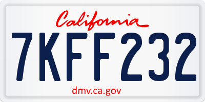 CA license plate 7KFF232