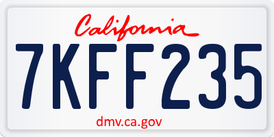 CA license plate 7KFF235