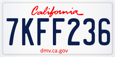 CA license plate 7KFF236