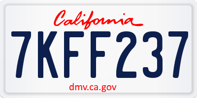 CA license plate 7KFF237