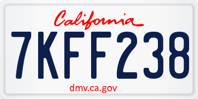CA license plate 7KFF238