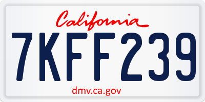 CA license plate 7KFF239