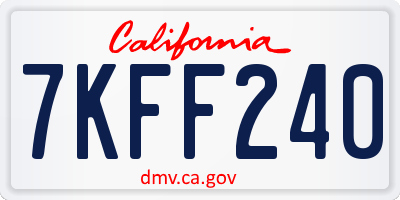 CA license plate 7KFF240