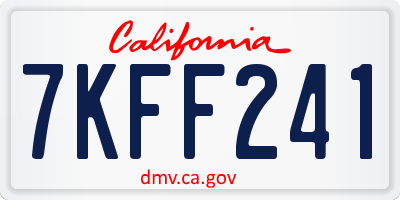 CA license plate 7KFF241