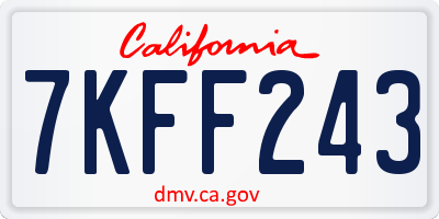 CA license plate 7KFF243