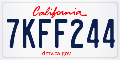 CA license plate 7KFF244