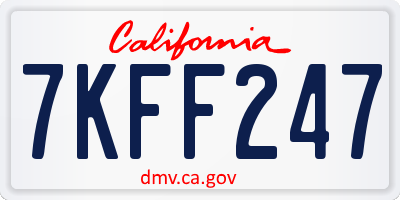 CA license plate 7KFF247