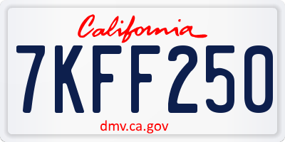 CA license plate 7KFF250